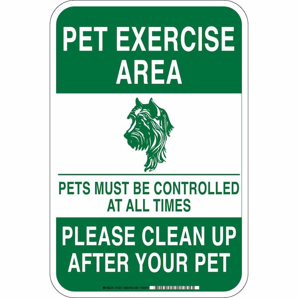 Brady Designated Pet Area For Residents Only Please Clean Up After Your Pet, 12" W x 18" H, 115217 115217 - main